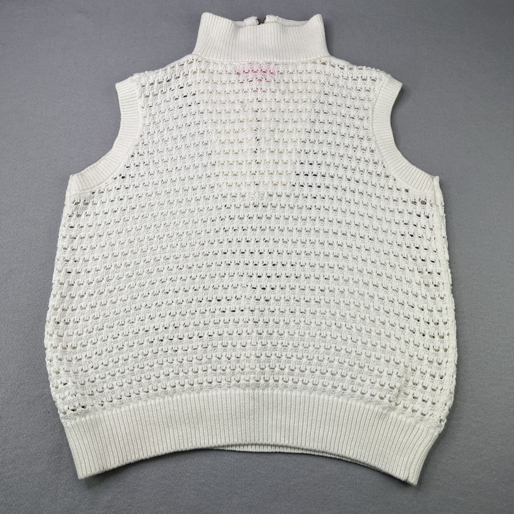Simply Southern Womens XL Cream Open Knit Sweater Vest 1/4 Zip Sleeveless - Picture 10 of 13